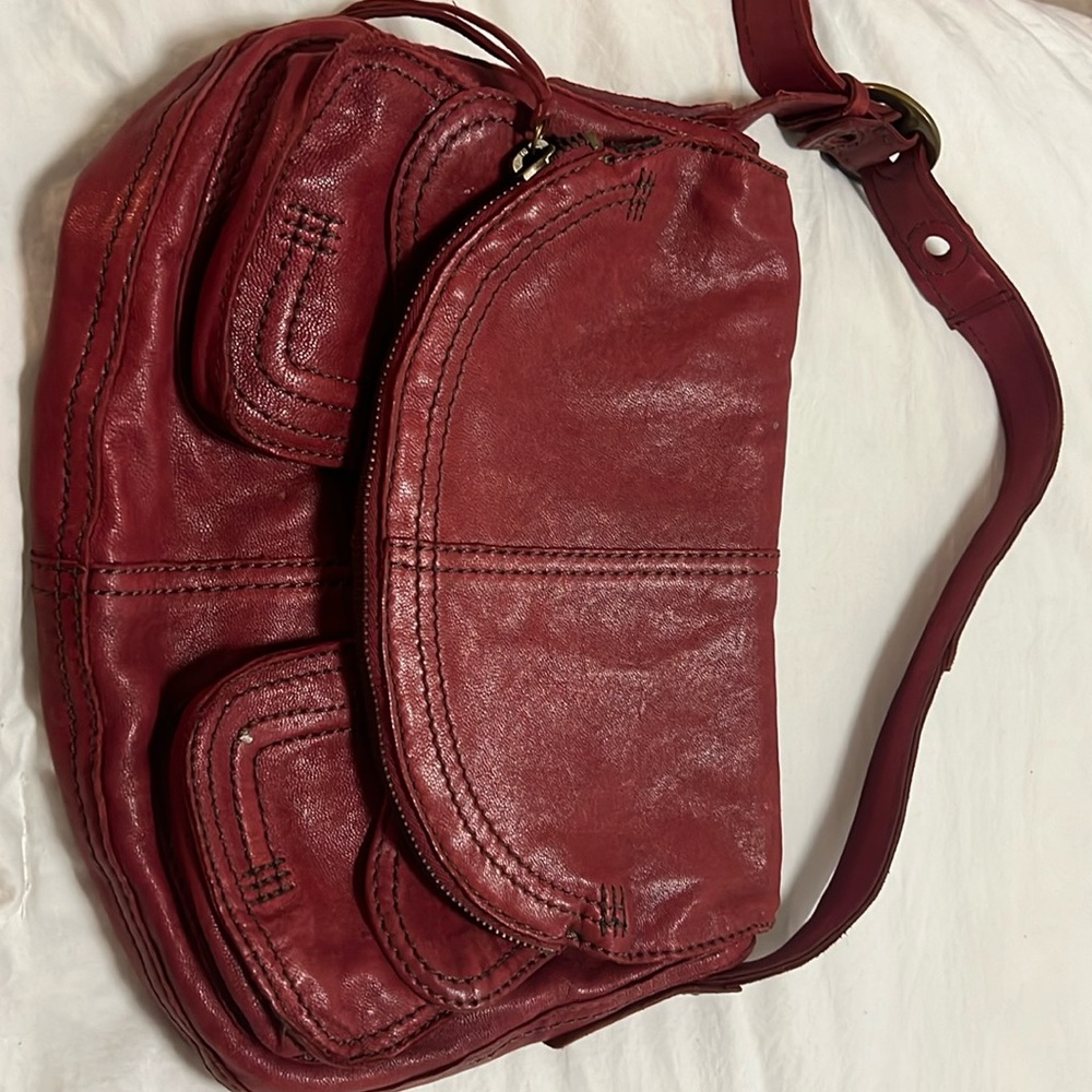 LUCKY brand red leather shoulder bag